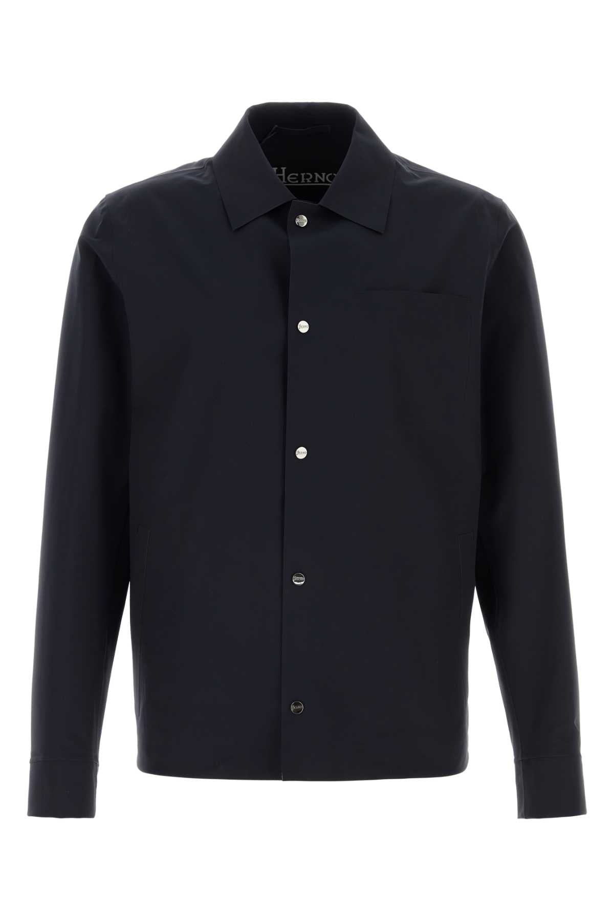 Navy Blue Stretch Nylon Windbreaker Blu Exterior: Elastane Giubbini