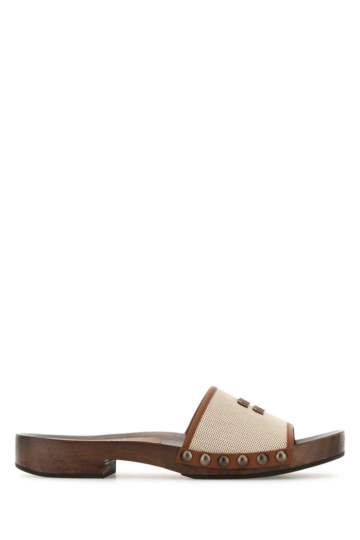 Two-Tone Canvas Clogs Naturalebrandy Co-triplochitonsclero Sandali