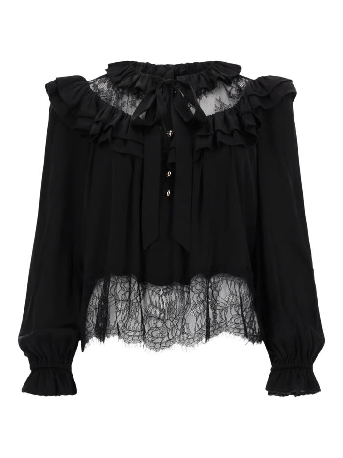 Blue In Lace. Black Viscose Tops