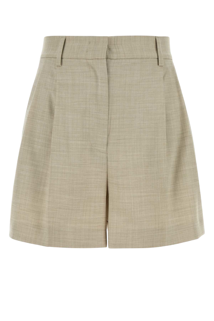 Melange Sand Stretch Twill Masha Shorts Ivory