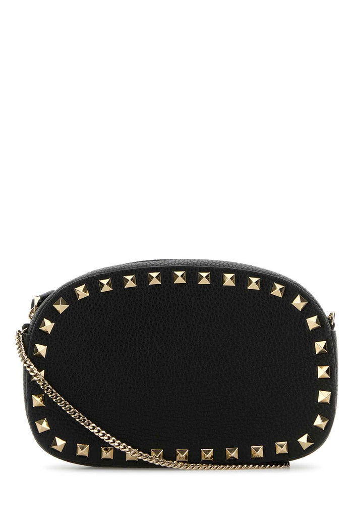 Black Leather Rockstud Crossbody Bag Nero Calf - Bos Taurus Borse A Tracolla