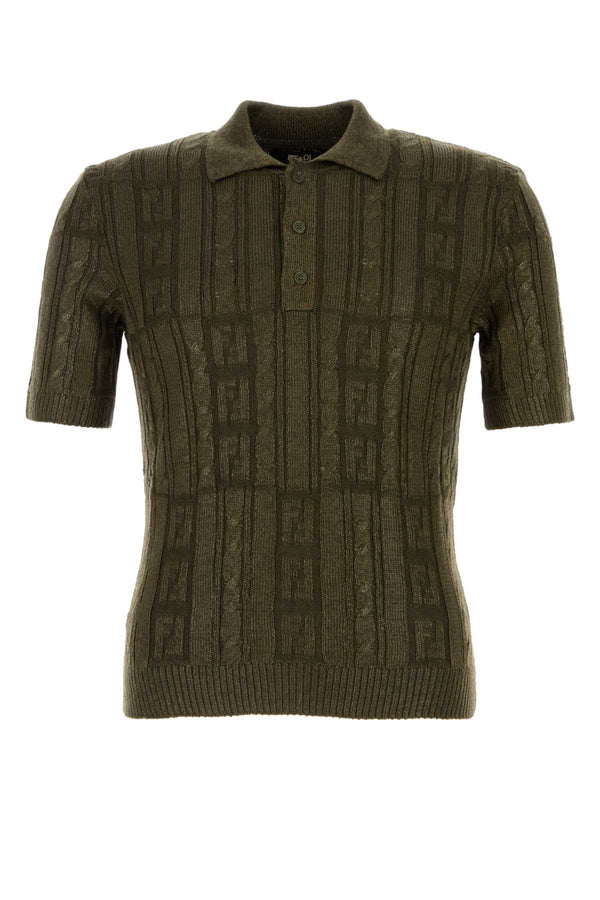 Fendi Polo 100% Wool polo shirt in green