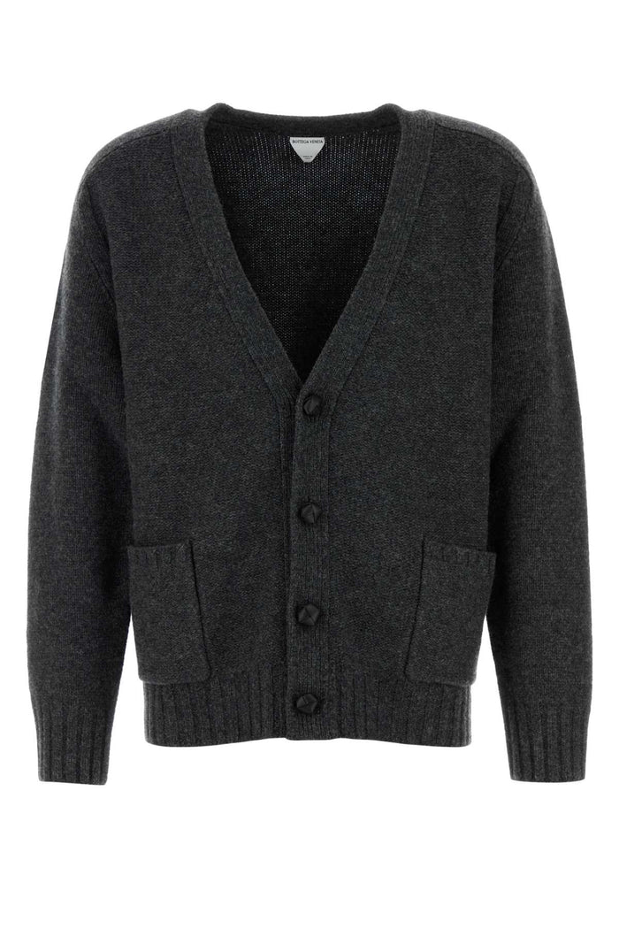 Charcoal Wool Cardigan Anthracite Exterior: Maglieria