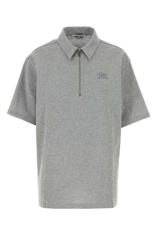 Miu Miu 78% Cotton polo shirt in gray