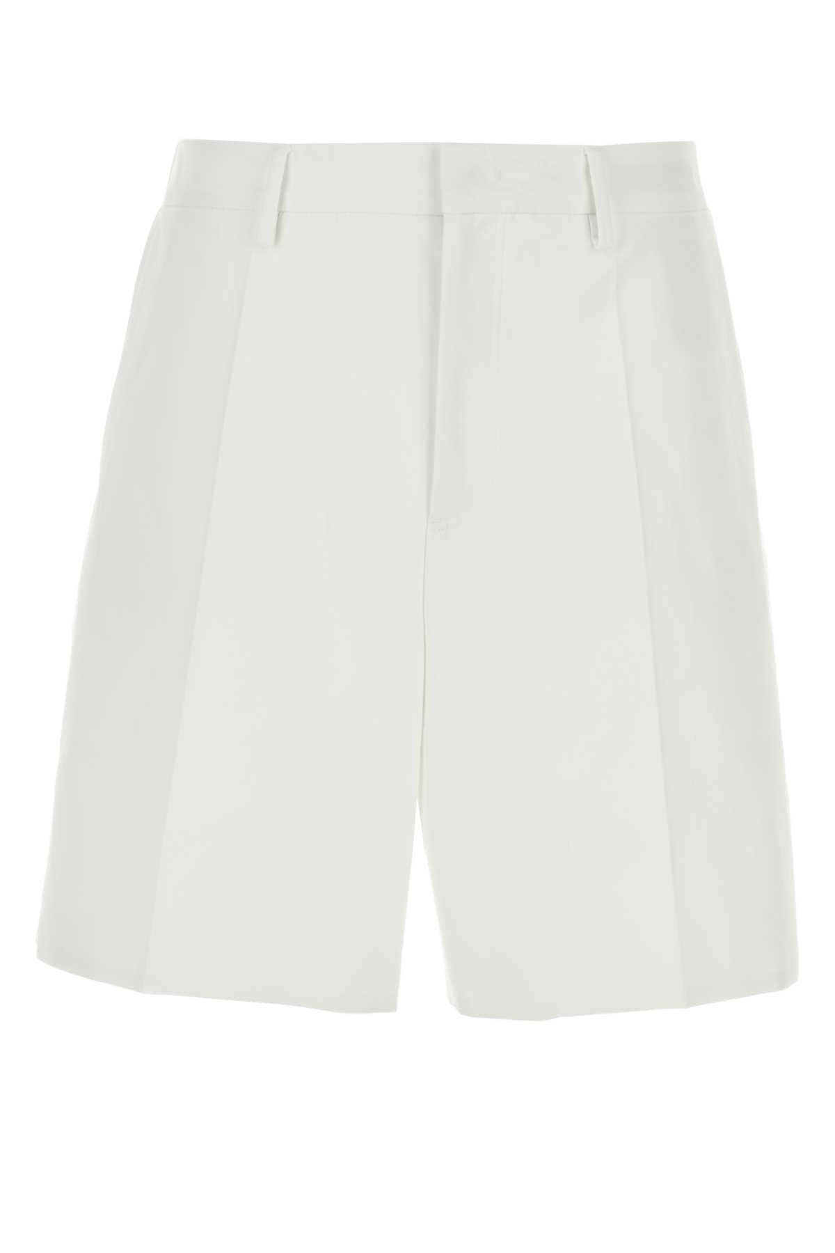 White Cotton Bermuda Shorts Bianco Exterior