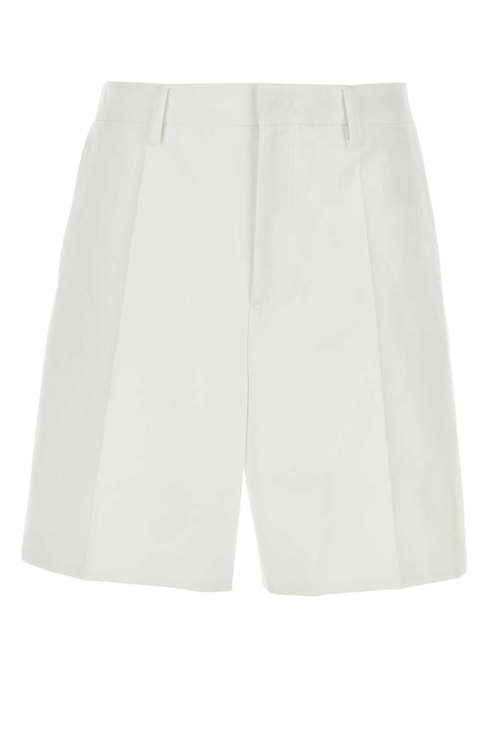 White Cotton Bermuda Shorts Bianco Exterior