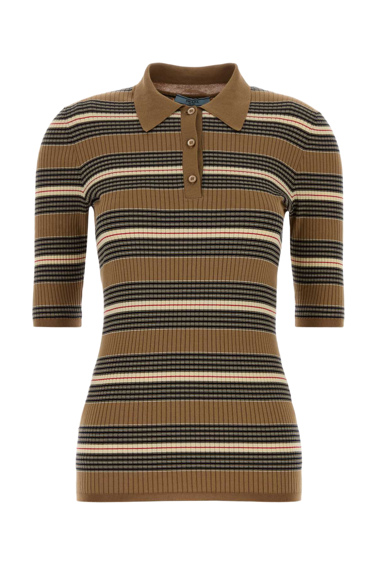 Embroidered Stretch Cotton Blend Polo Shirt Cammello