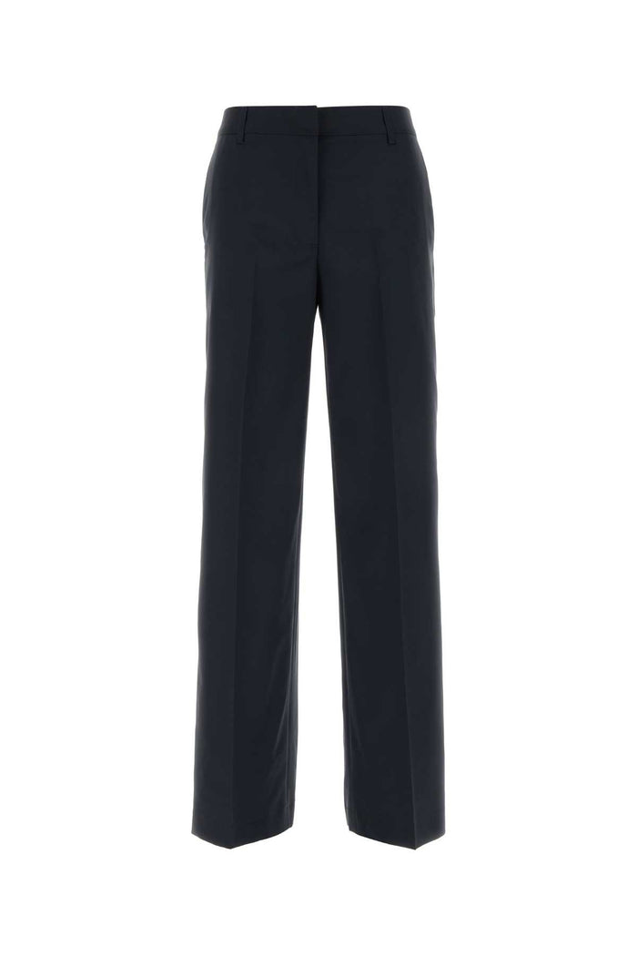Navy Blue Twill Francoise Pant Blu Exterior: Virgin Wool Pantaloni
