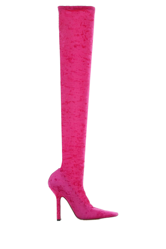 Fuchsia Chenille Boots Pink Stivali