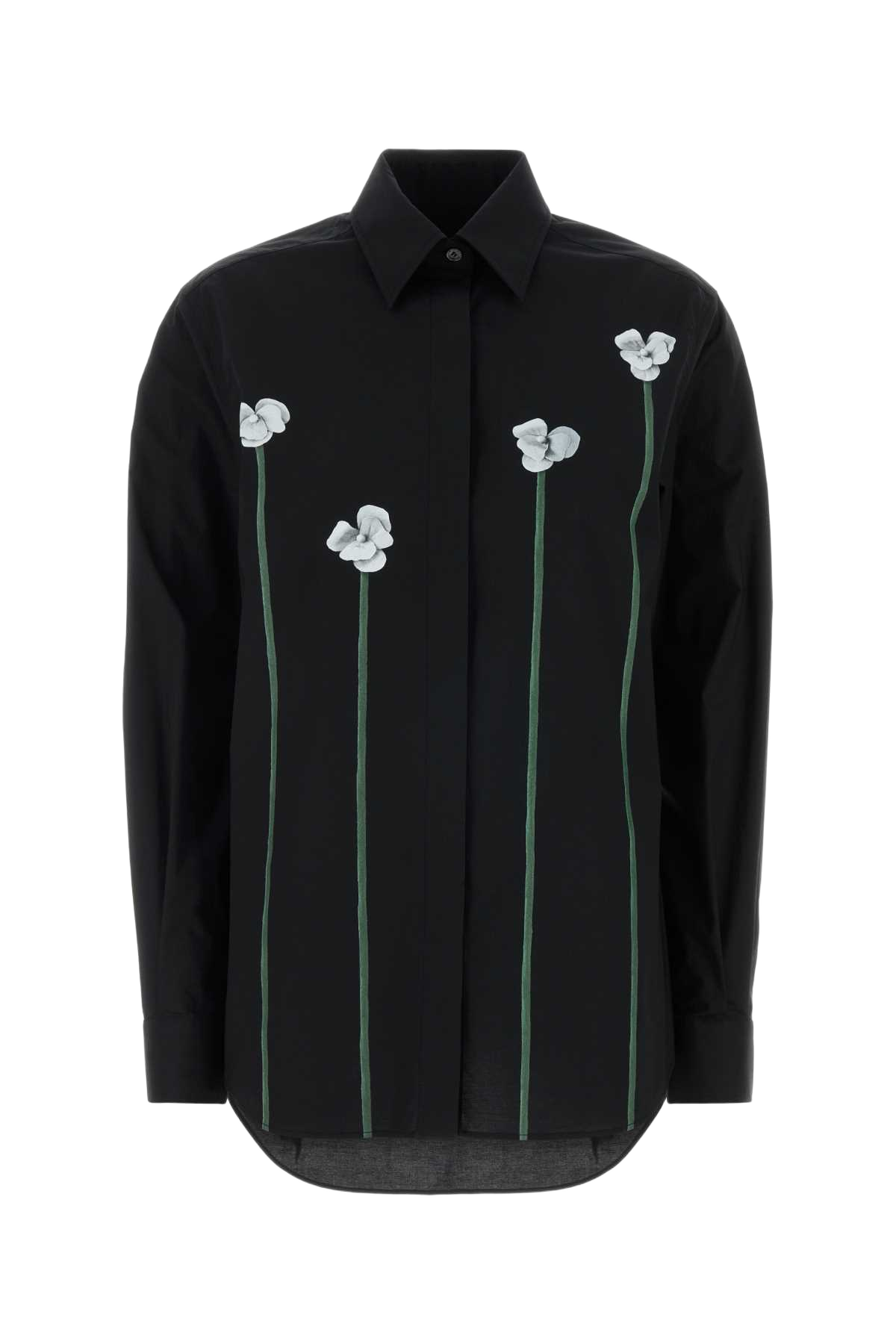Black Stretch Poplin Shirt Fantasianero Exterior: Cotton Elastane Camicie
