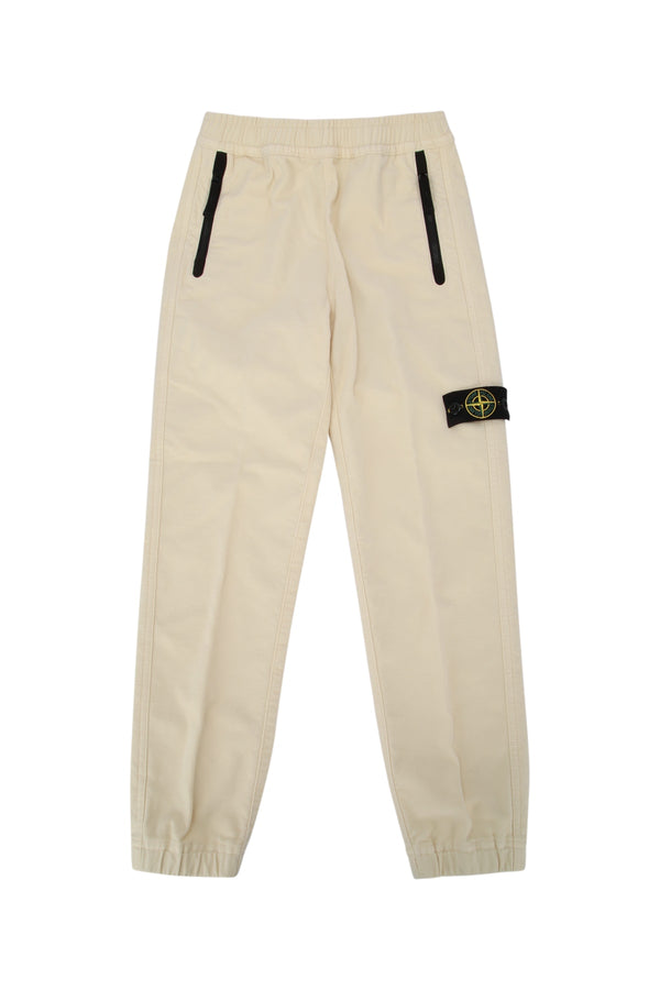 Stone Island Kids 97% Cotton joggers in beige
