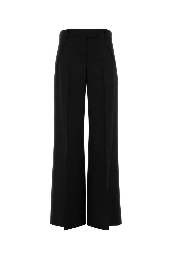 Black Wool Blend Wide-Leg Pant Exterior: Mohair Pantaloni