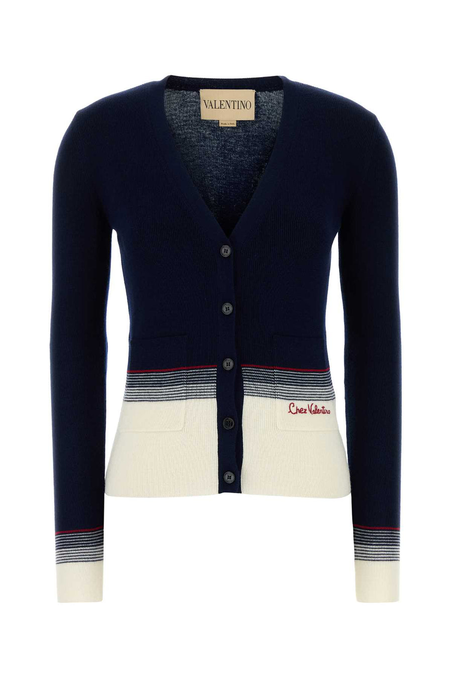 Valentino Garavani Solid Wool 100% cardigan in navy
