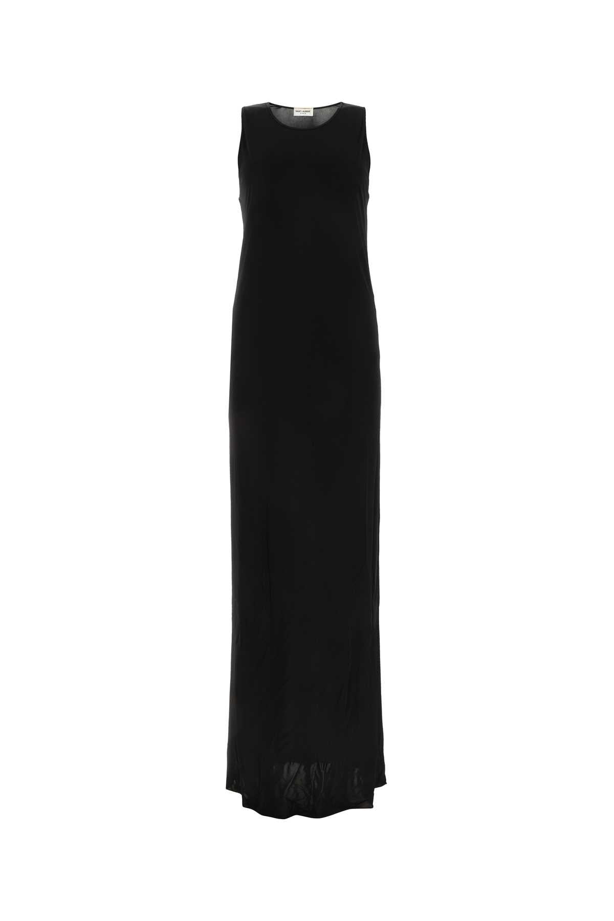 Black Viscose Long Dress Noir Exterior: Abiti Lunghi