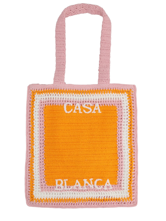 Tote Bag With Logo Orange Cotton Handbags