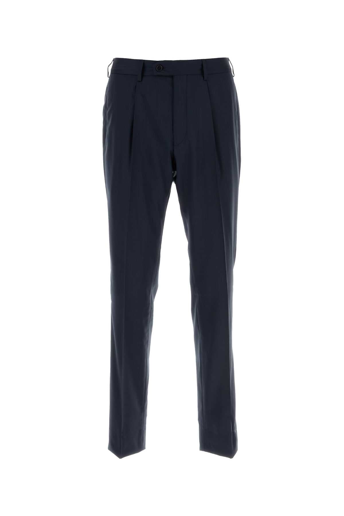 Navy Blue Stretch Wool Pant Exterior: Elastane Pantaloni