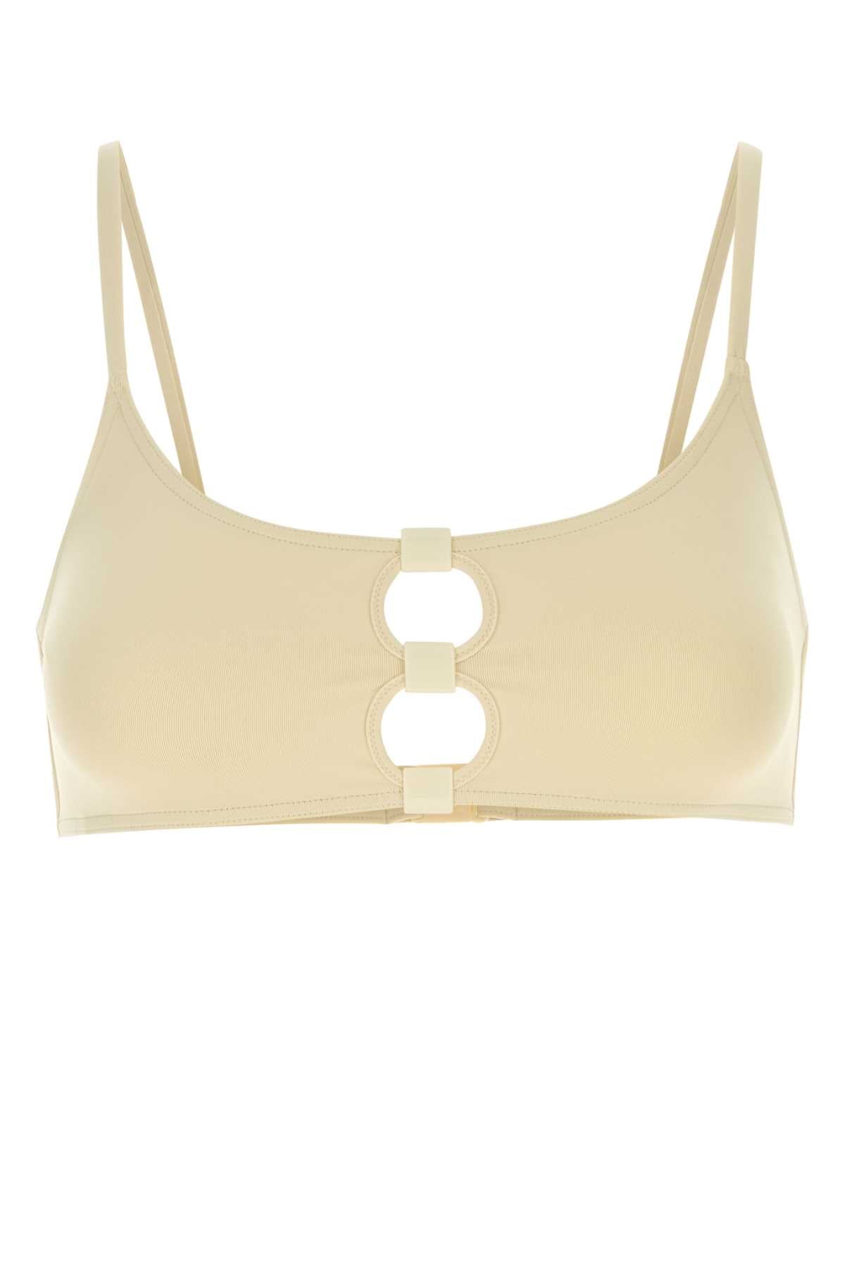 Ivory Stretch Nylon Bloom Biniki Top Panama Exterior: Elastane Costumi Da Bagno