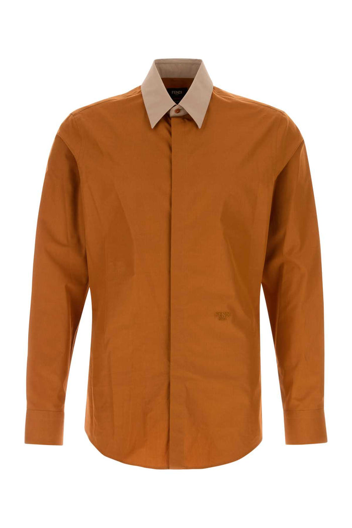 Orange Poplin Shirt Cinnamon Exterior: Cotton Camicie