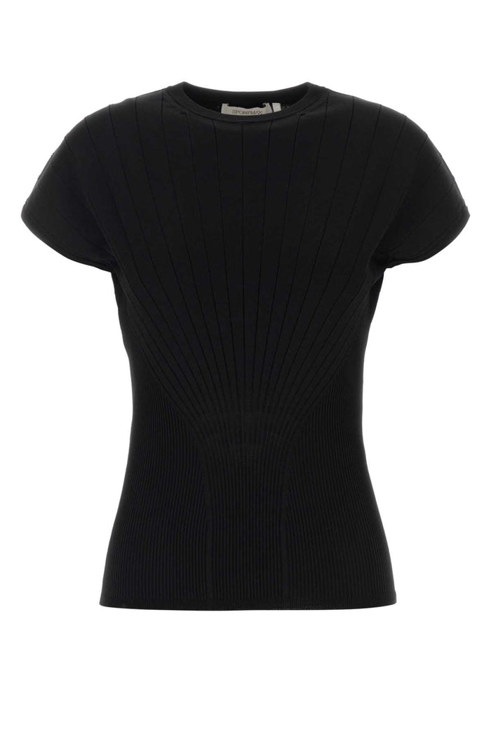Black Viscose Blend Samba Top Nero Exterior: Polyester Maglie