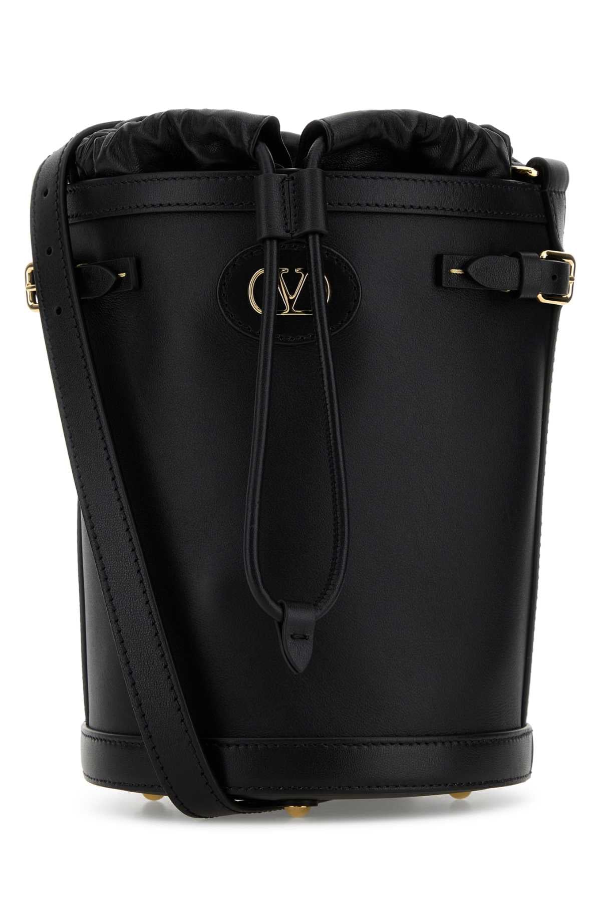 Black Leather Antibes Bucket Bag Nero Calf - Bos Taurus Borse A Secchiello