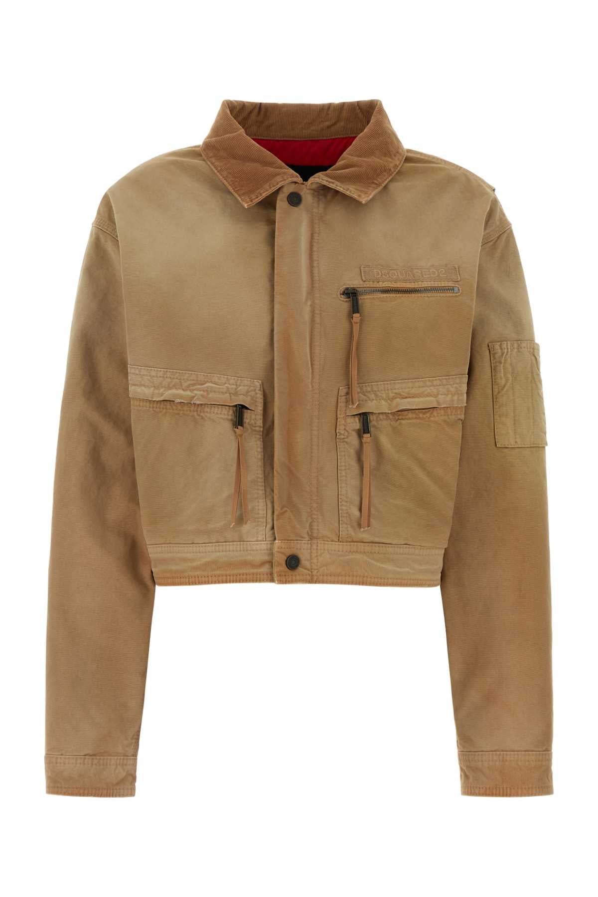 Camel Denim Jacket Beige Giubbini