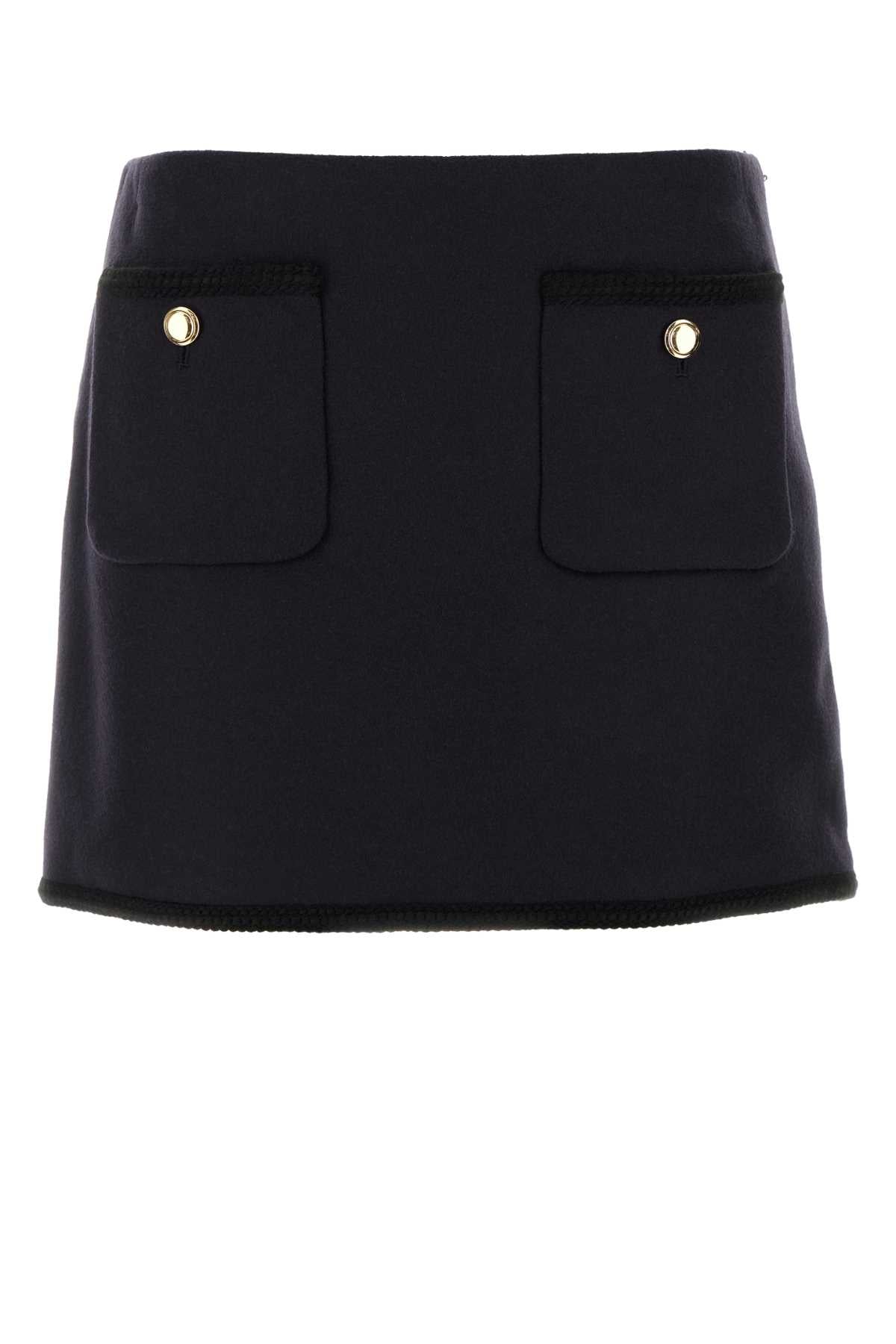 Midnight Blue Wool Mini Skirt Bleu Gonne
