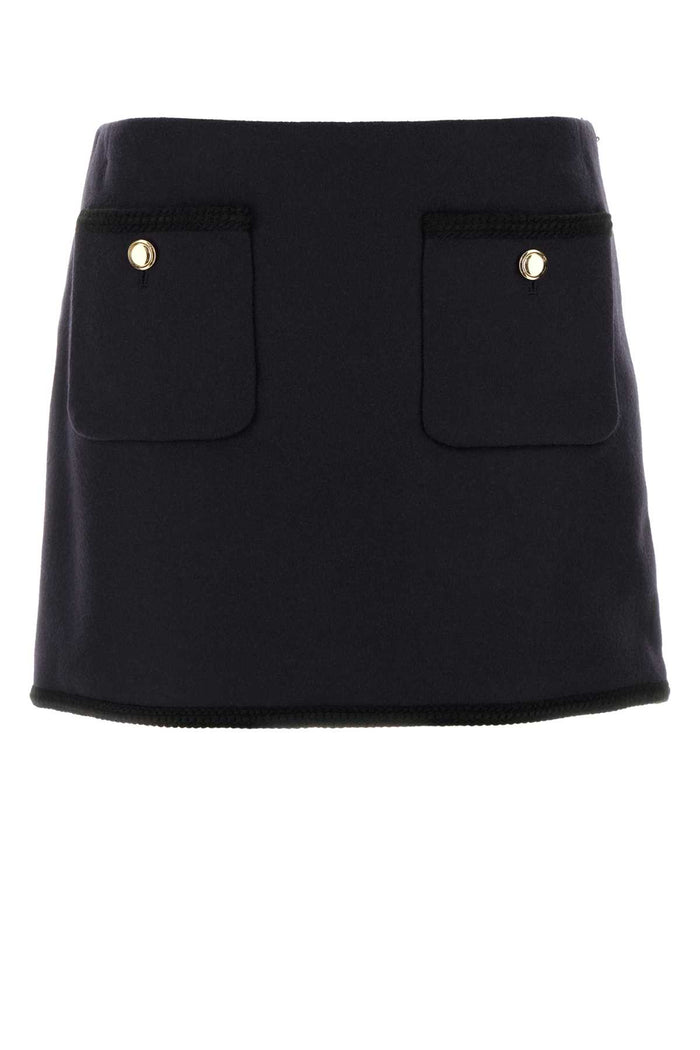 Midnight Blue Wool Mini Skirt Bleu Gonne