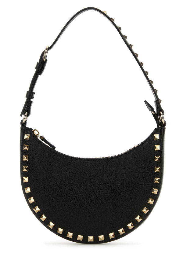 Valentino Garavani Hobo Exterior: 100% Calf; Lining: 100% Leather; Finishing: Platinum hobo bag in black