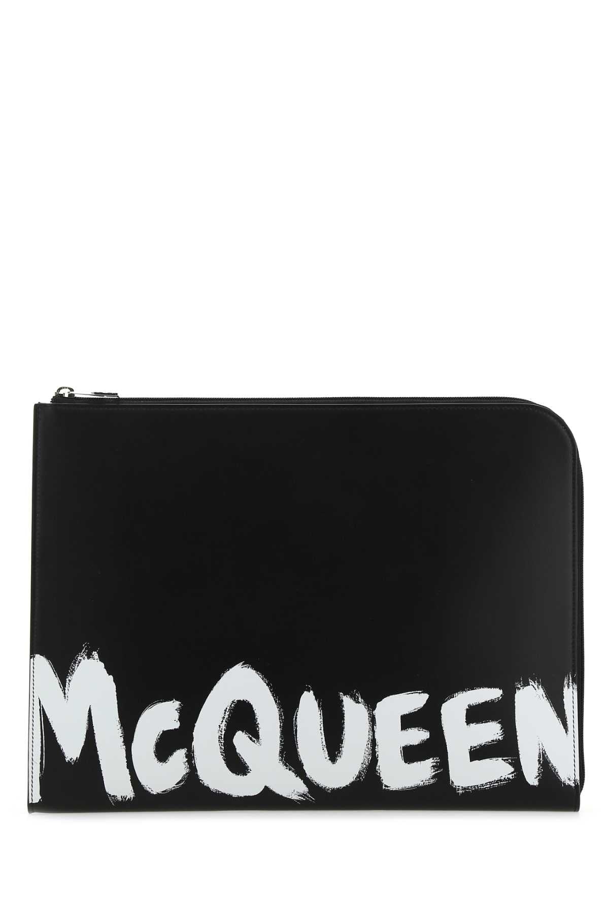 Black Leather Document Holder Blackwhite Extra-accessori