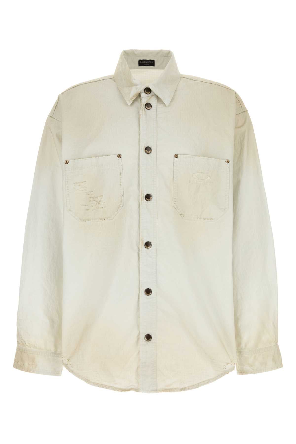 Sand Poplin Shirt Dirty White Exterior: Cotton Camicie