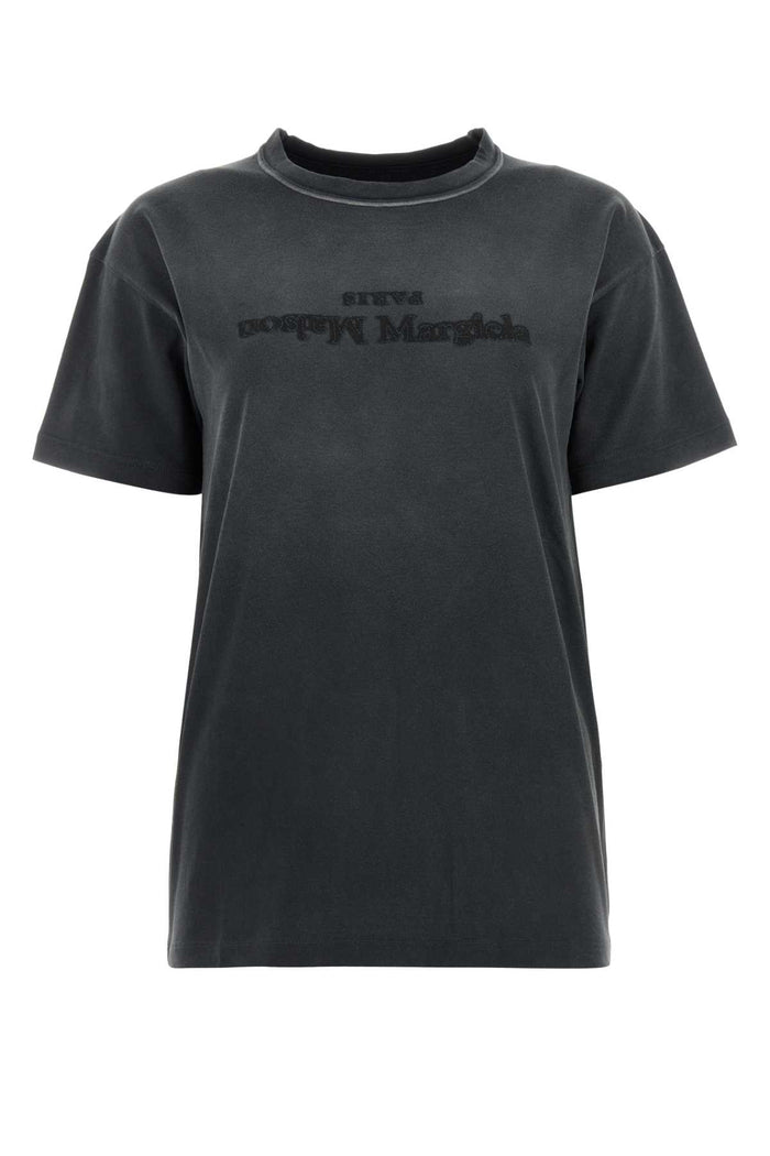 Charcoal Cotton T-Shirt Washedblack Tessuto Primario: Cotone