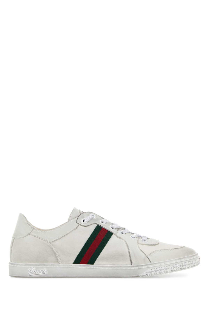 White Leather Stretch Sneakers Whitewhitevrv