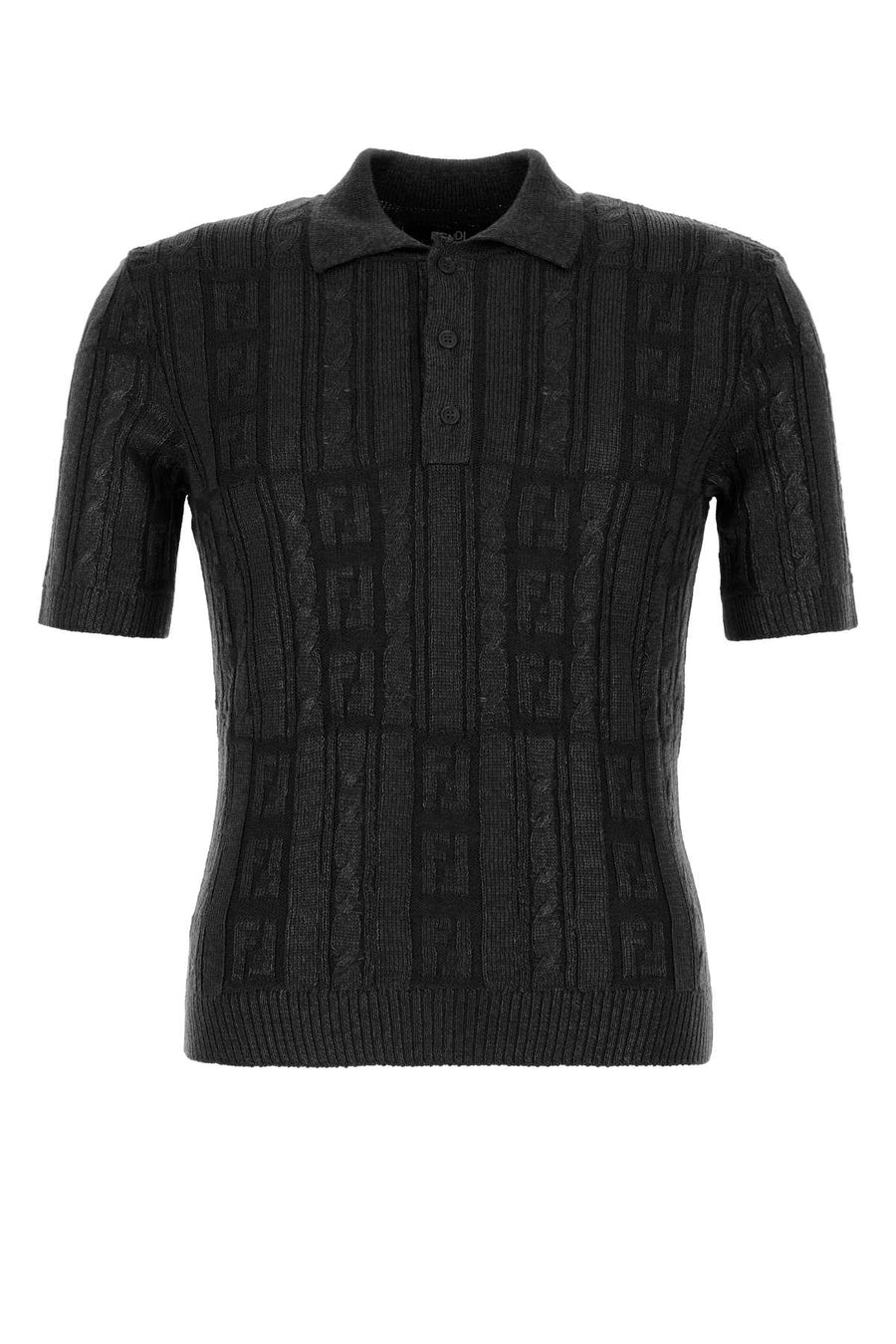 Fendi Knit 100% Wool polo shirt in black