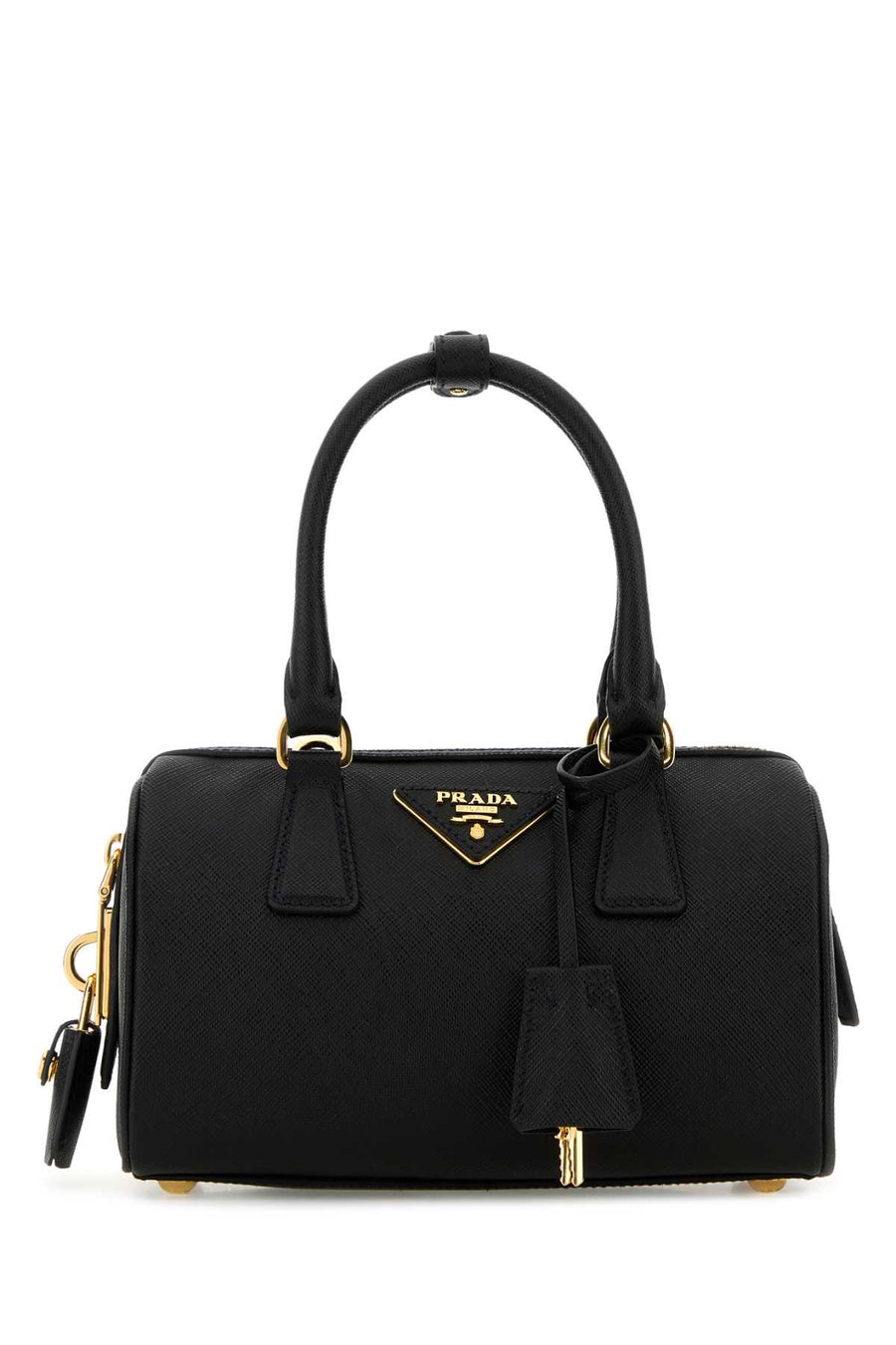 Prada Exterior: 100% Leather top handle bag in black