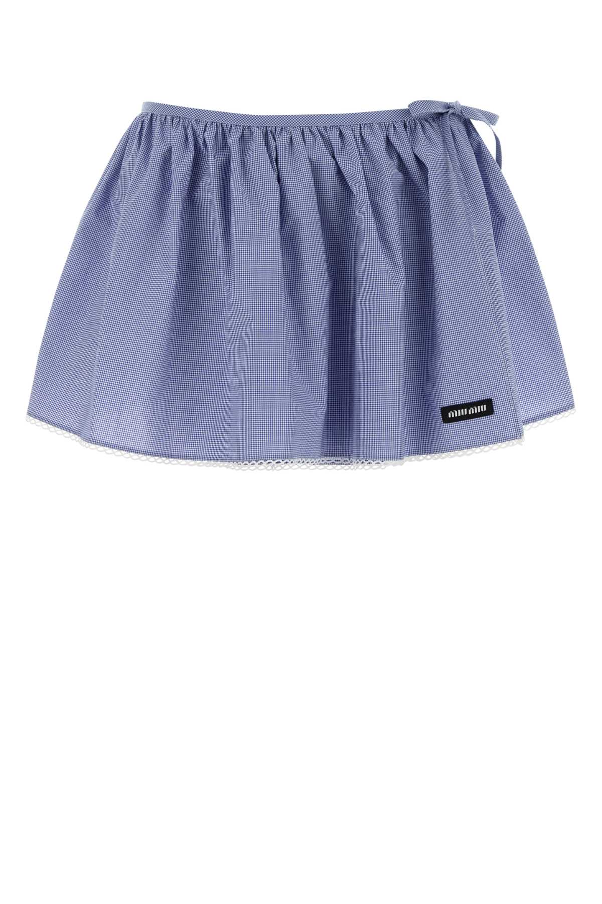 Embroidered Cotton Mini Skirt Biancoazzurro Exterior: Gonne