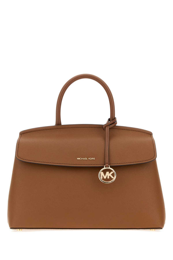 Michael By Michael Kors Satchel Exterior: 100% Leather; Lining: 100% Fabric; Finishing: Golden metal top handle bag in brown
