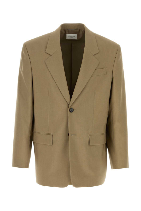 Saint Laurent Exterior: 86% Virgin wool 14% Mohair; Lining: 100% Silk blazer in beige
