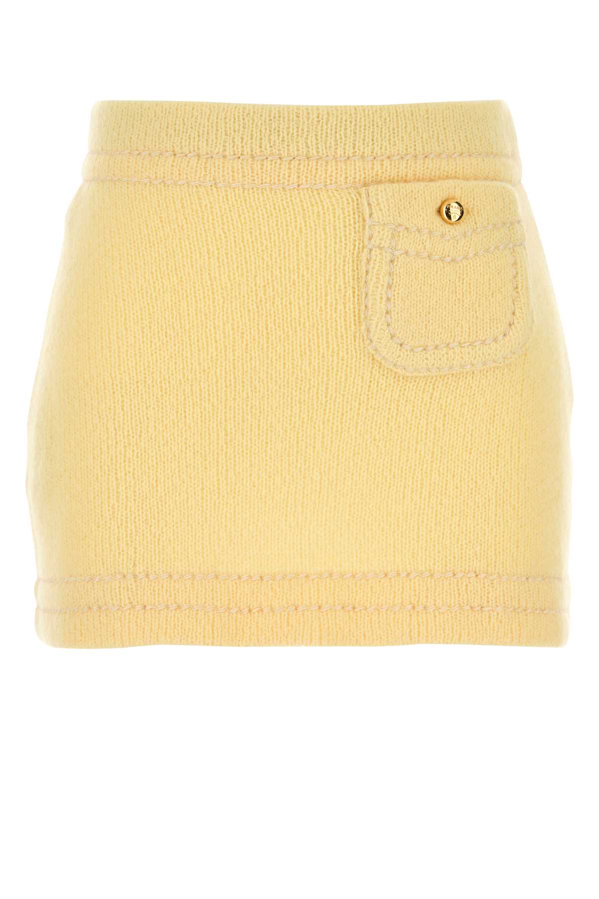 Yellow Cashmere Mini Skirt Crema Gonne