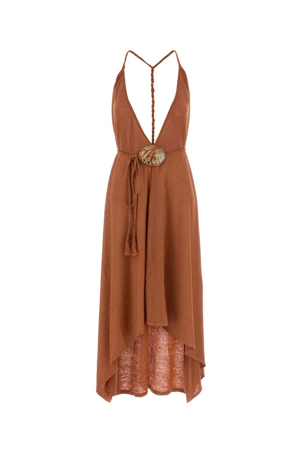 Alanui Inside 100% Linen dress in brown