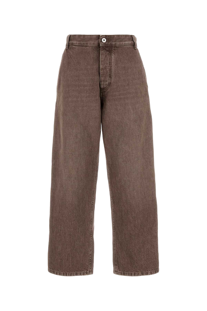 Mud Denim Wide-Leg Jeans Brown Exterior: Cotton