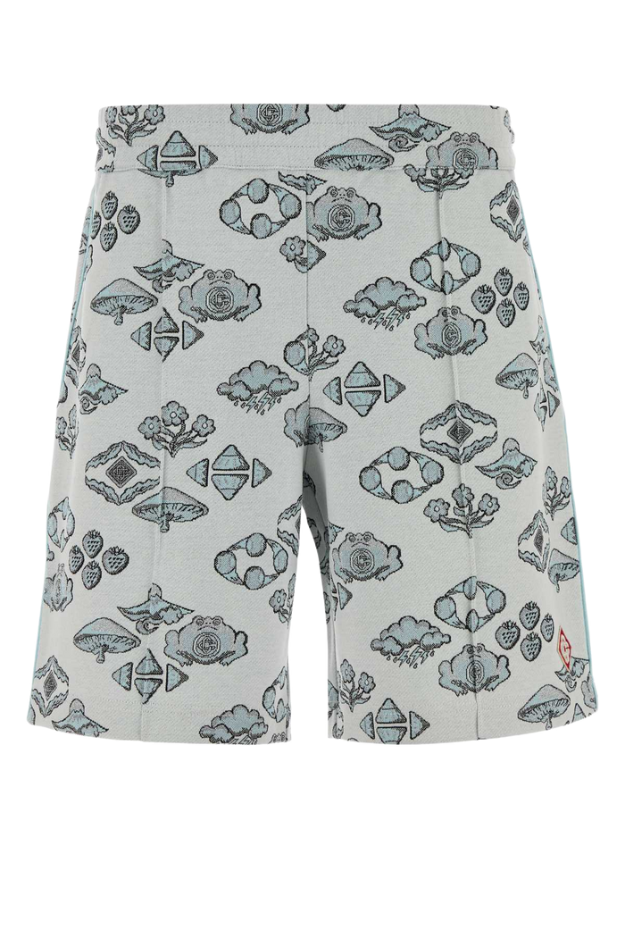 Embroidered Stretch Jacquard Bermuda Shorts Offwhitemulti
