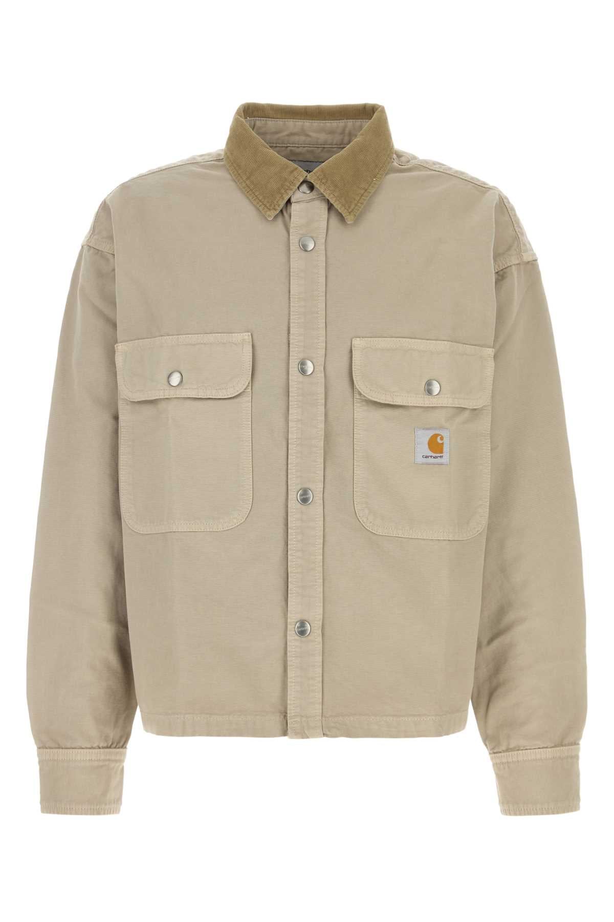 Sand Cotton Prescott Shirt Jacket Stringleathergarmentdyed Exterior: Camicie