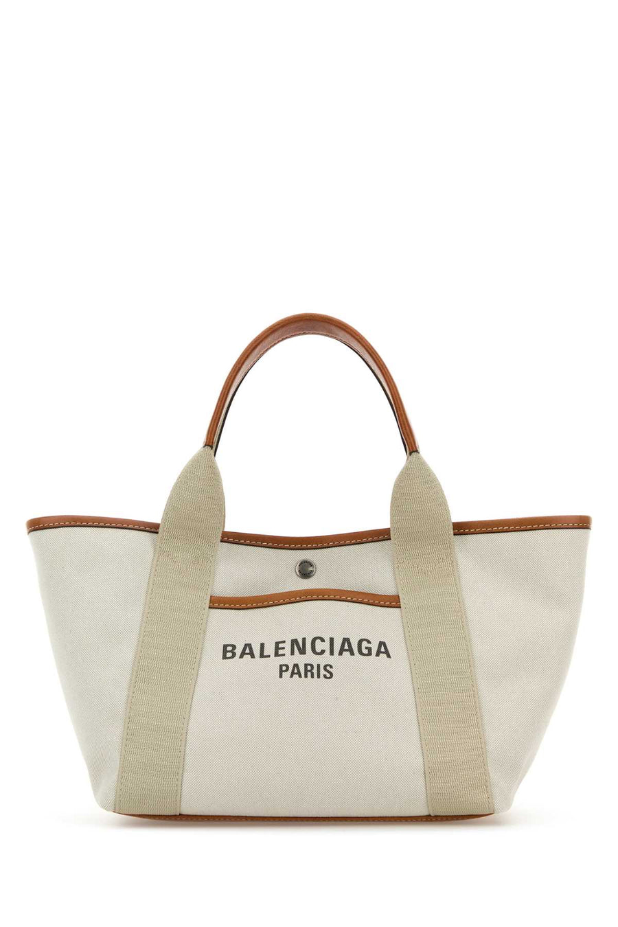 Balenciaga Tote Exterior: 100% Cotton; Lining: 100% Cotton; Finishing: Silver metal tote bag in beige