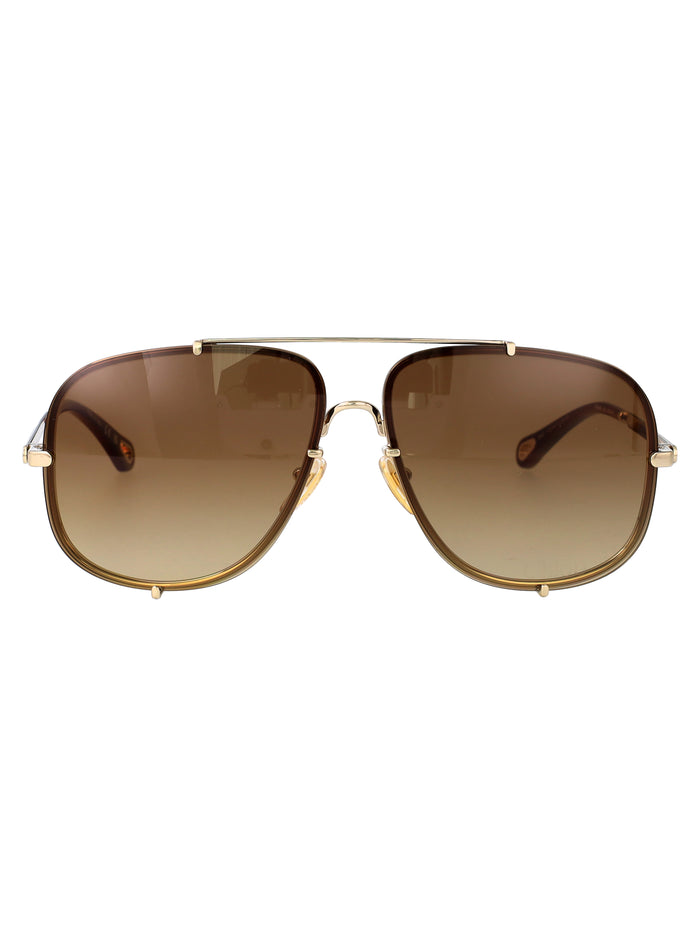 Ch0348s Gold-gold-brown Metal Sunglasses