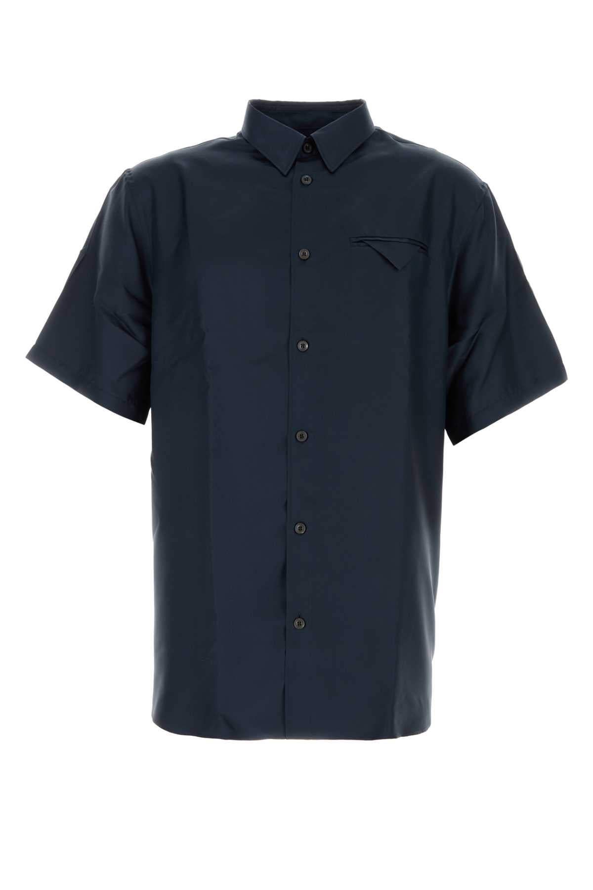 Blue Satin Shirt Blu Exterior: Silk Camicie