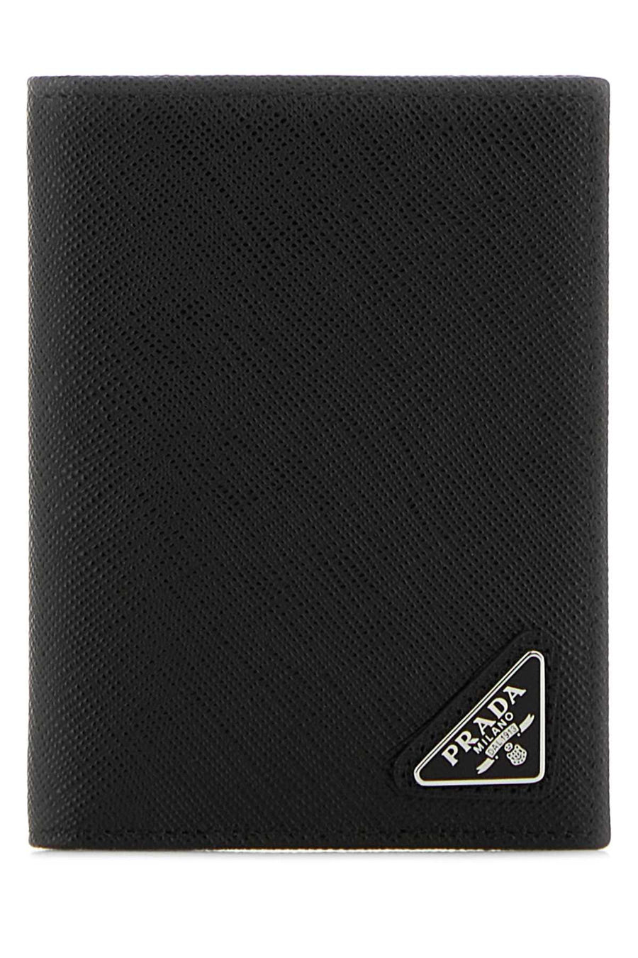 Prada Exterior: 100% Leather; Finishing: Silver metal card case in black