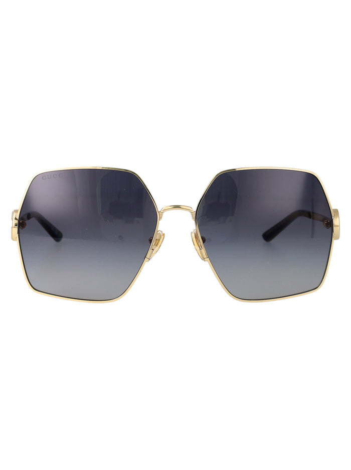 Gg2163s Gold-gold-grey Metal Sunglasses