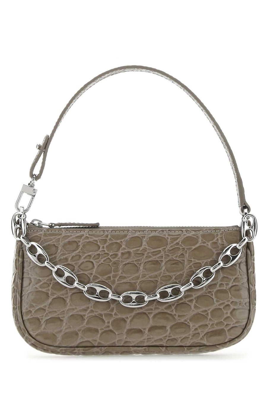 By Far Exterior: 100% Bovine leather shoulder bag in gray