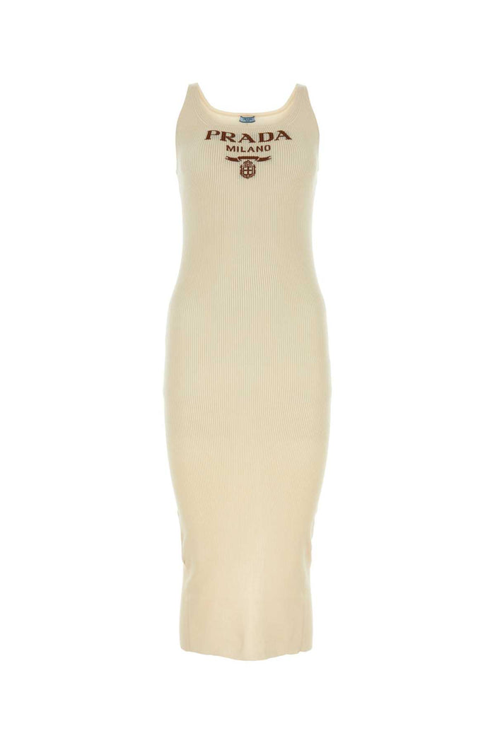 Ivory Silk Dress Avorio Exterior: Maglieria