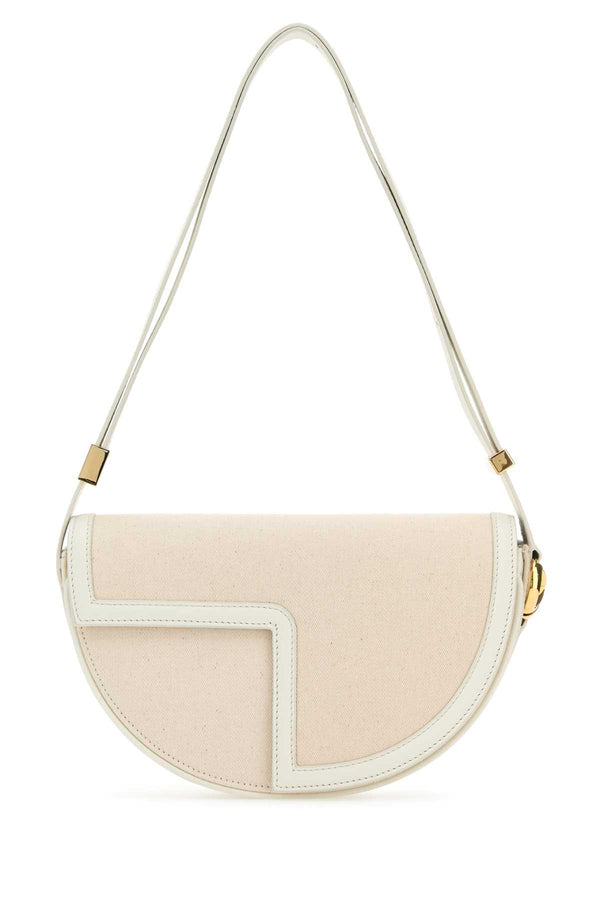 Patou Exterior: 100% Cotton shoulder bag in beige